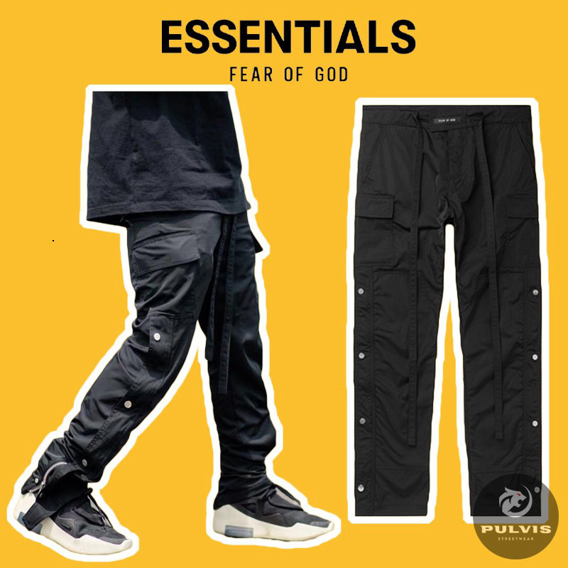 Quần FEAR OF GOD Nylon Cargo Snap Pants Black Sixth Collection cao cấp full tag túi, quần snap FOG P