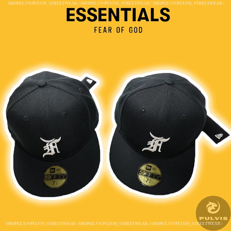 Mũ FOG ESSENTIALS New Era, FEAR OF GOD Essentials New Era Fitted Cap Black PLV
