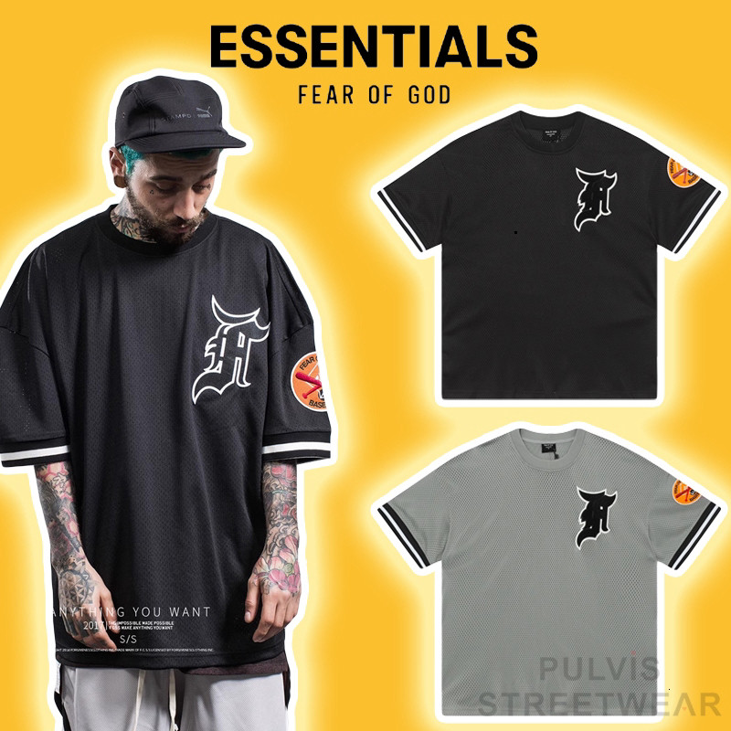 ⚡️[Nomar Quality] - Áo mesh tee FOG Fear of God Mesh Away Baseball Shortsleeve Jersey Grey/Black, Áo