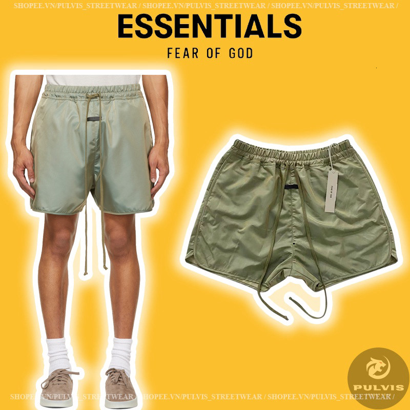 Quần short FEAR OF GOD Nylon Track Shorts Green Iridescent Seventh Collection, quần short FOG PLV
