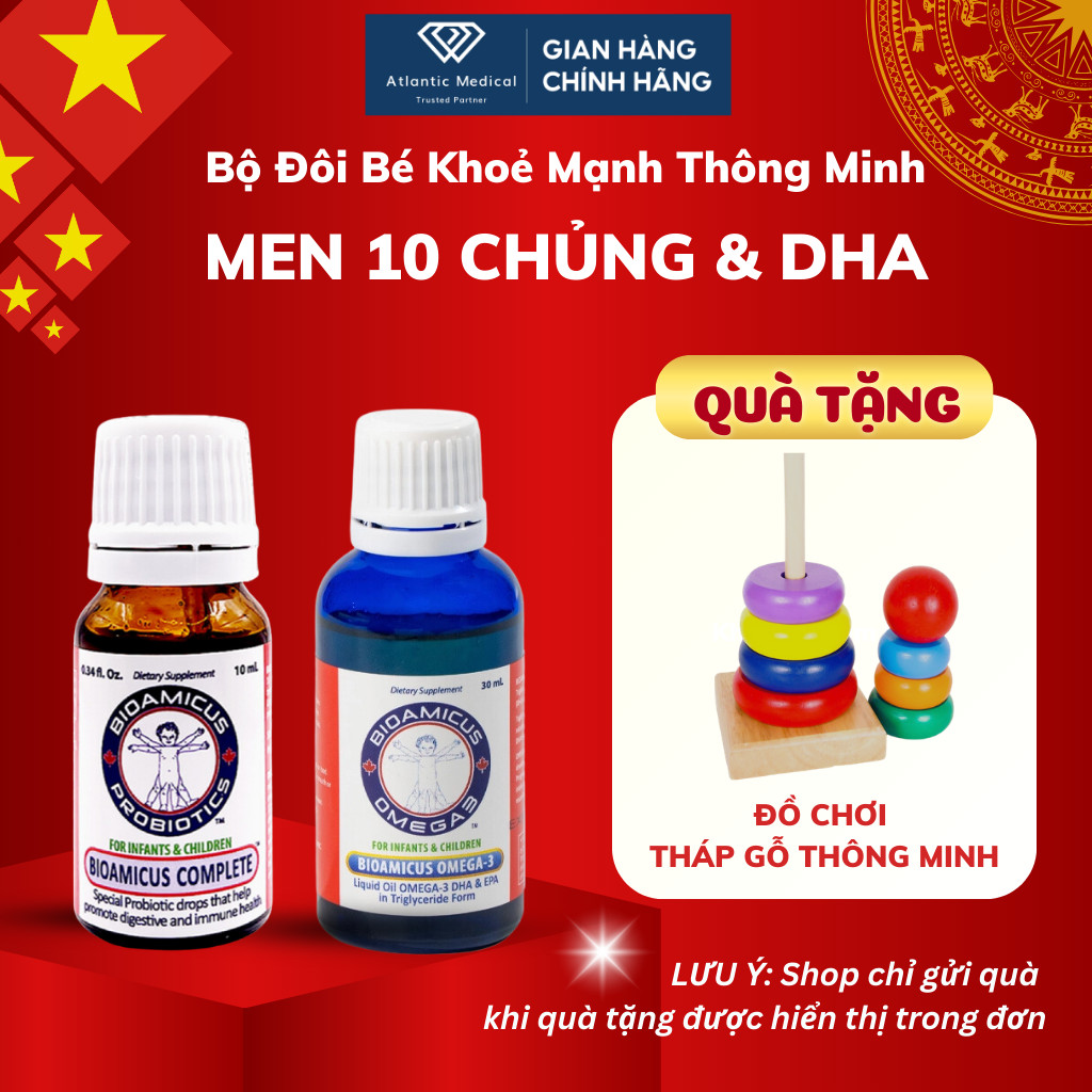 Bộ Đôi Bioamicus Men 10 Chủng Bioamicus Complete & Bioamicus Omega-3 DHA Bé Khoẻ Mạnh Thông Minh Có 