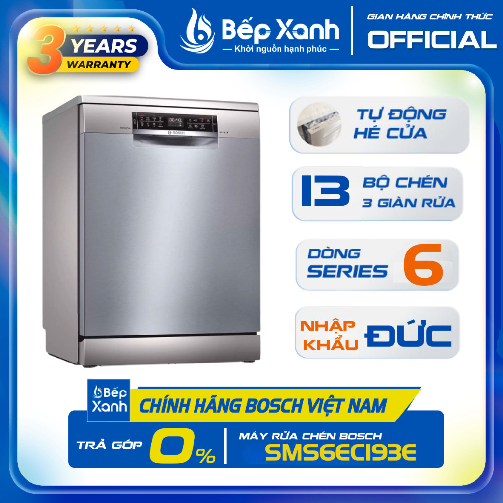Máy rửa chén độc lập Bosch SMS6ECI93E/ SMS6ECI11E - Serie 6 - Nhập khẩu Đức, hé cửa sấy khô