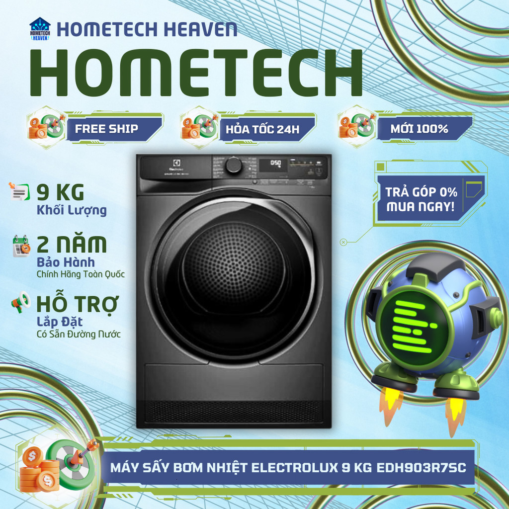 [GIAO LẮP MIỄN PHÍ] EDH903R7SC - Máy sấy bơm nhiệt Electrolux UltimateCare 9 kg EDH903R7SC - Hàng Ch