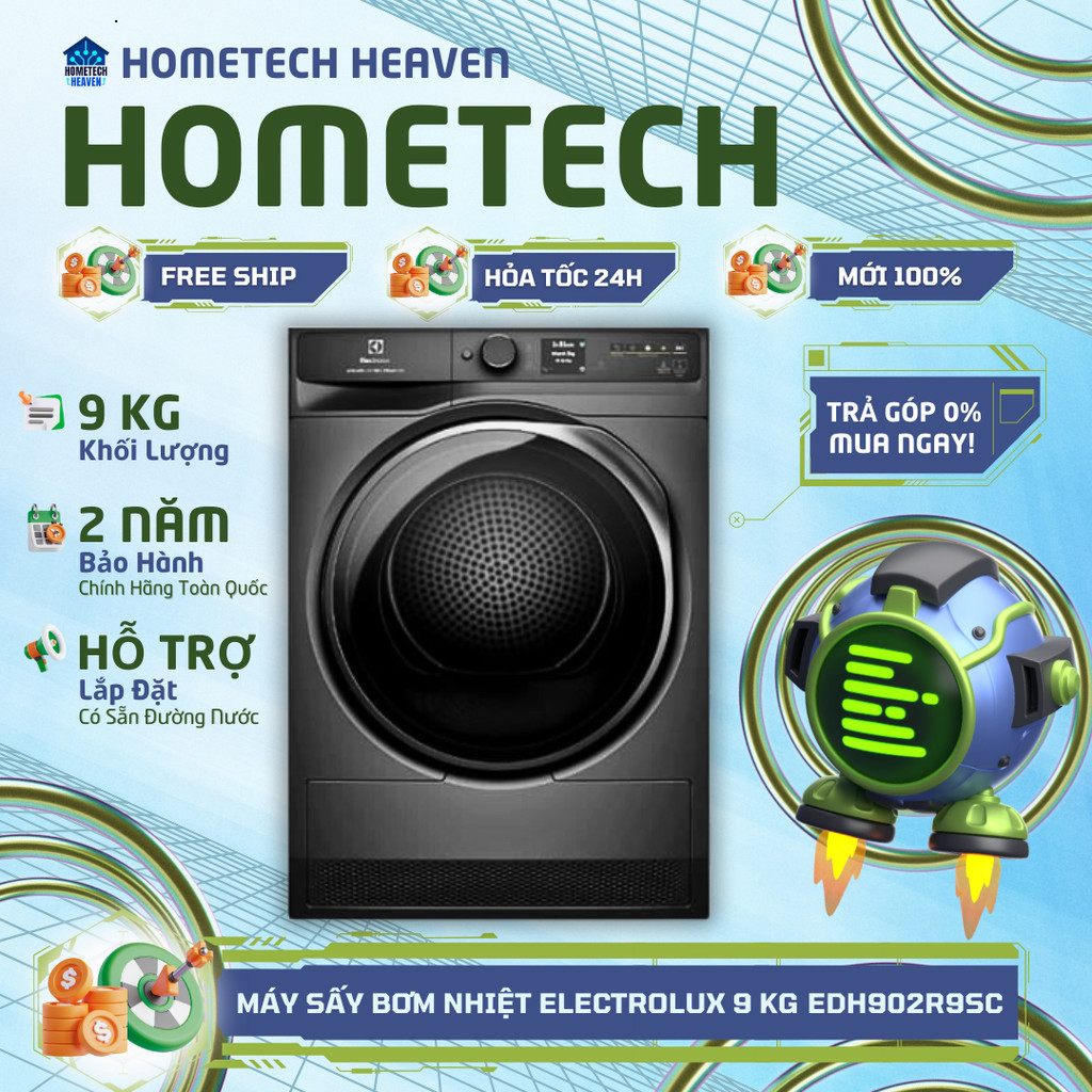 [GIAO LẮP MIỄN PHÍ] EDH902R9SC - Máy sấy bơm nhiệt Electrolux UltimateCare 9 kg EDH902R9SC - Hàng Ch