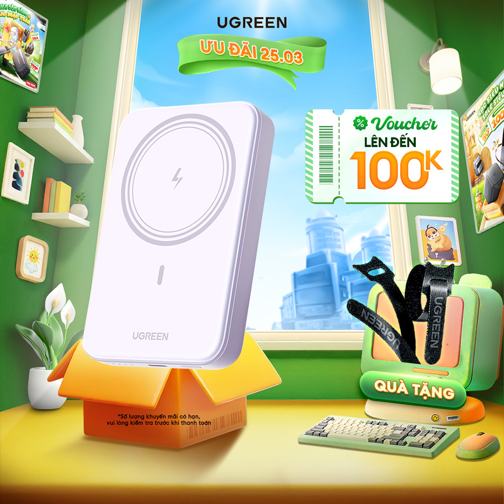 Pin sạc dự phòng không dây 5000mAh/10000mAh Ugreen PB561 | Sạc nhanh 20W | Bảo hành 18 tháng 1 đổi 1