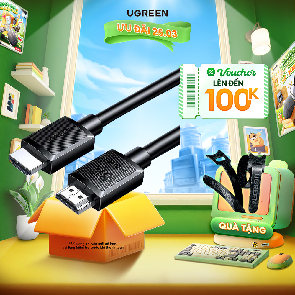 Cáp HDMI 2.1 1M-5M Ugreen HD175 | Hỗ trợ 8K@60Hz 48Gbps | Hỗ trợ HDR eARC | Bảo hành 18 tháng 1 đổi 1 45430
