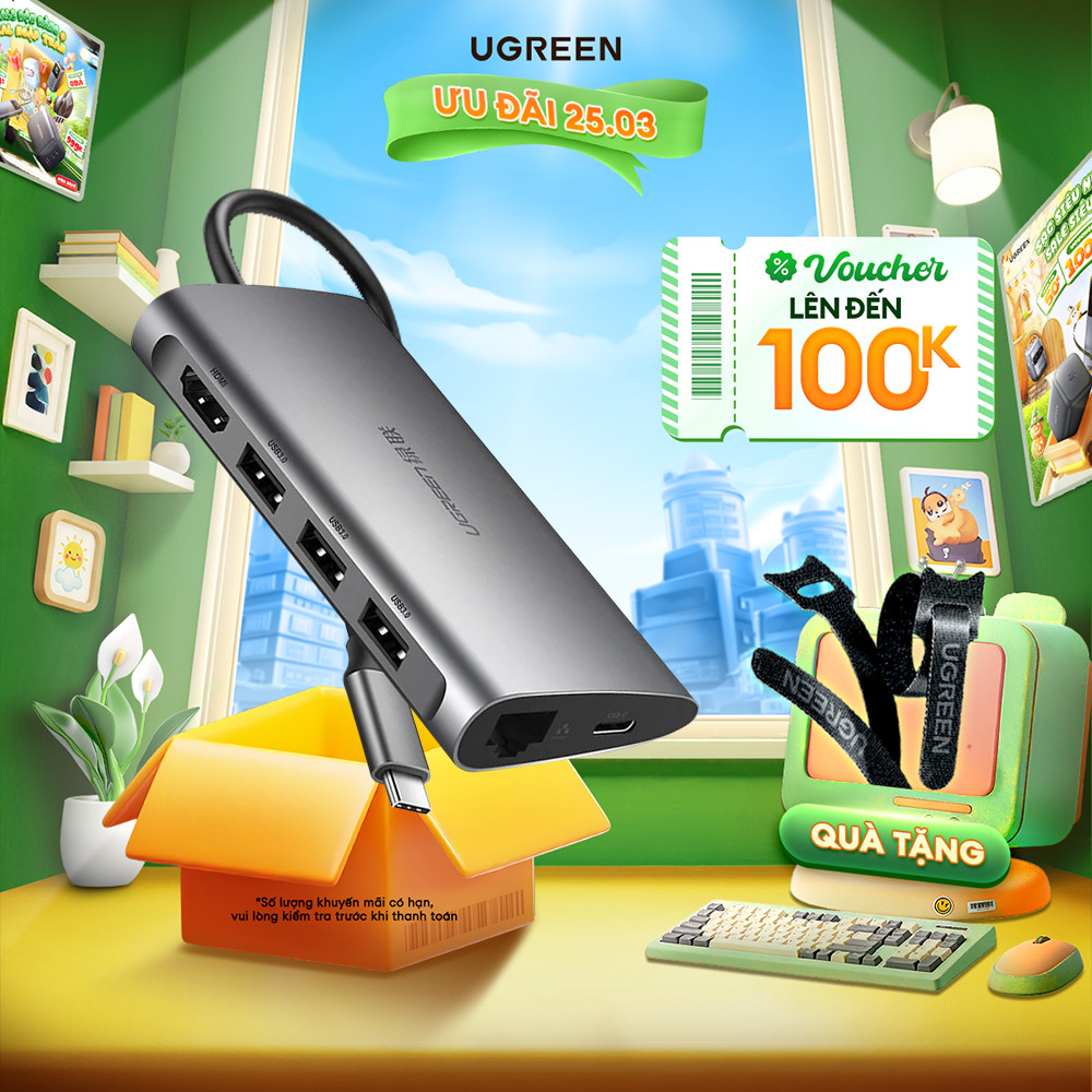 Bộ chuyển đổi đa năng UGREEN CM121 CM212 CM417  cho các thiết bị máy tính điện thoại hỗ trợ USB type