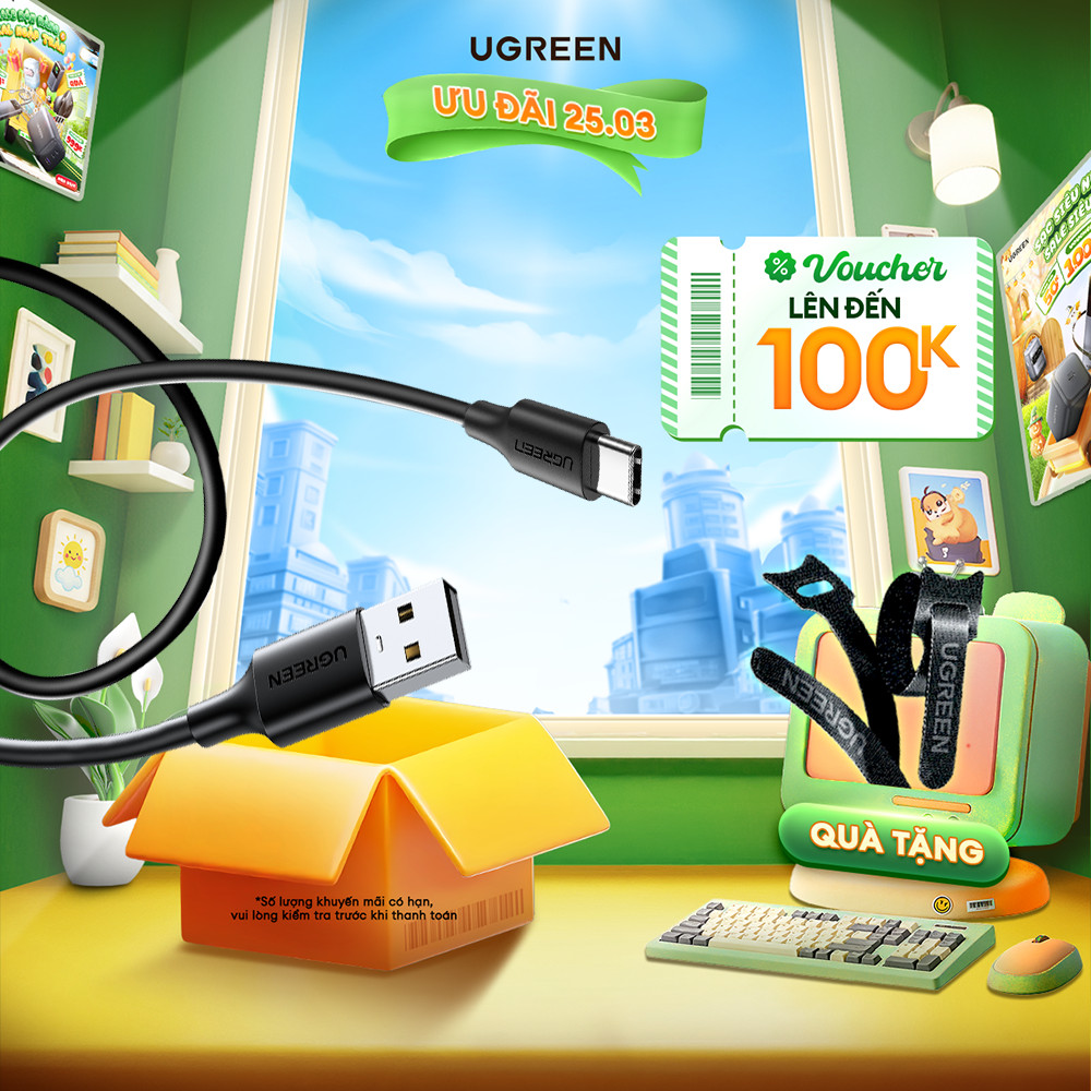 Cáp sạc USB A sang Type C Ugreen US184 Sạc nhanh dòng 3A | Tốc độ truyền lên đến 5Gbps | Bảo Hành 18 Tháng 1 Đổi 1