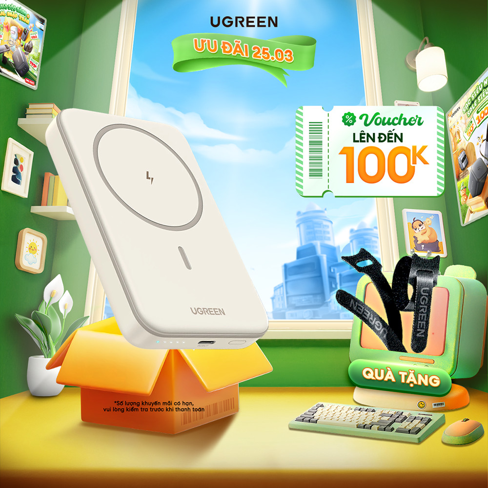 Pin sạc dự phòng Ugreen 5000mAh/10000mAh | Sạc nhanh 2 thiết bị lên đến 20W | Bảo hành 18 tháng 1 đổi 1 | 25208 25919