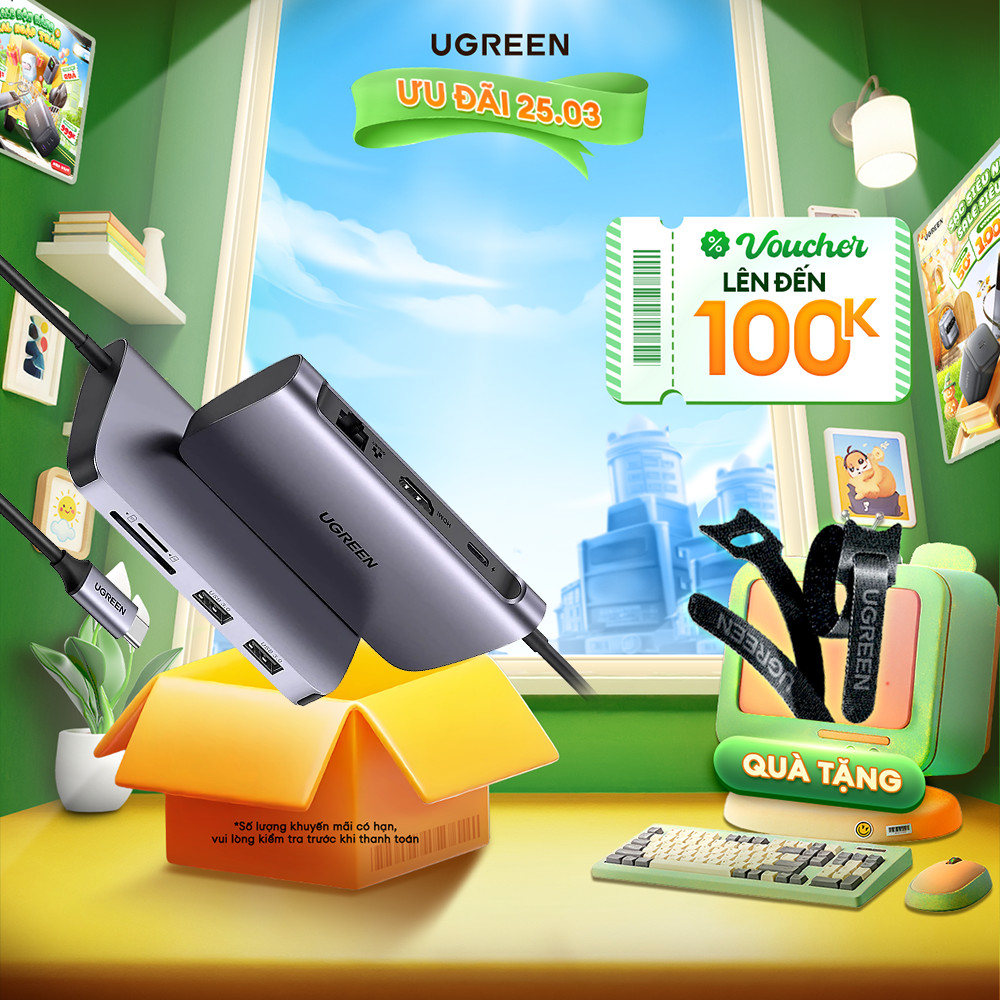 Hub chuyển đổi Type C UGREEN CM512, CM212 & CM195 | 7 in 1 | Hỗ trợ OTG | Sạc PD 100W | Bảo Hành 1 Đ
