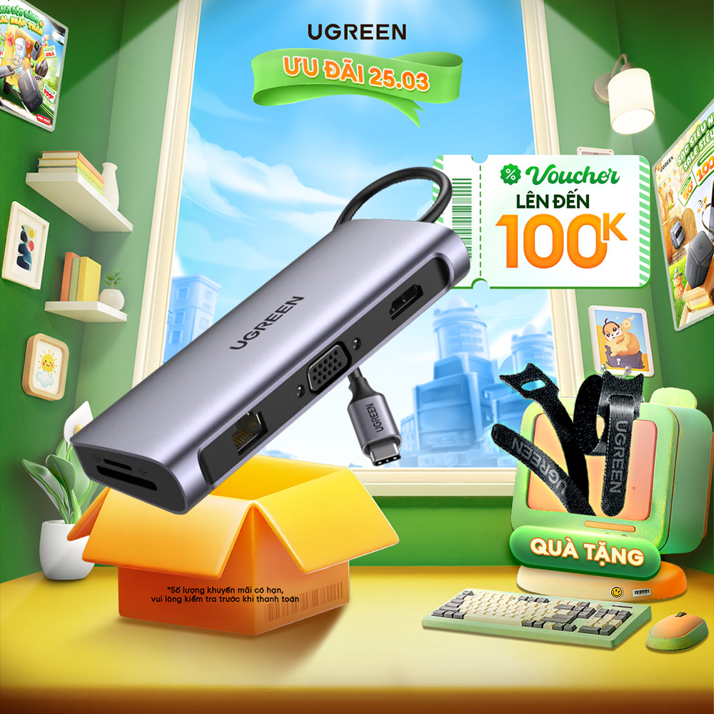 Bộ chuyển đổi đa năng UGREEN CM121 CM212 CM417 cho các thiết bị máy tính điện thoại hỗ trợ USB type 