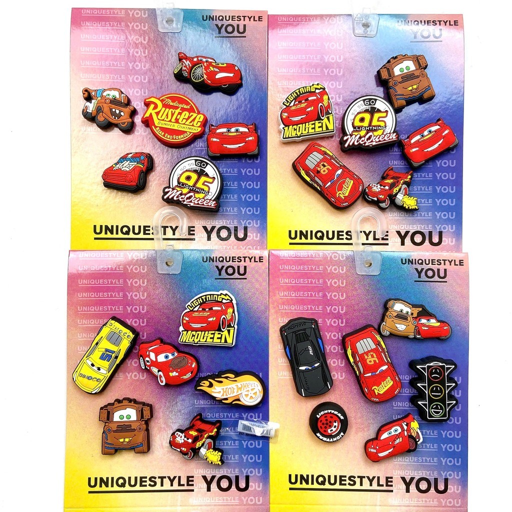 SET STICKER 6 CÁI MCQUEEN , Set 6 charm Jibbitz gắn dép loại chuẩn xịn đủ tem mác