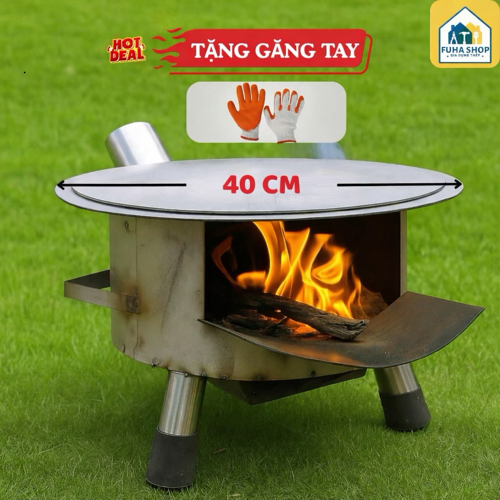 Bếp củi thông minh FH40 - Size lớn 40cm - Kèm tấm lót nồi, Găng tay tặng miễn phí BBB