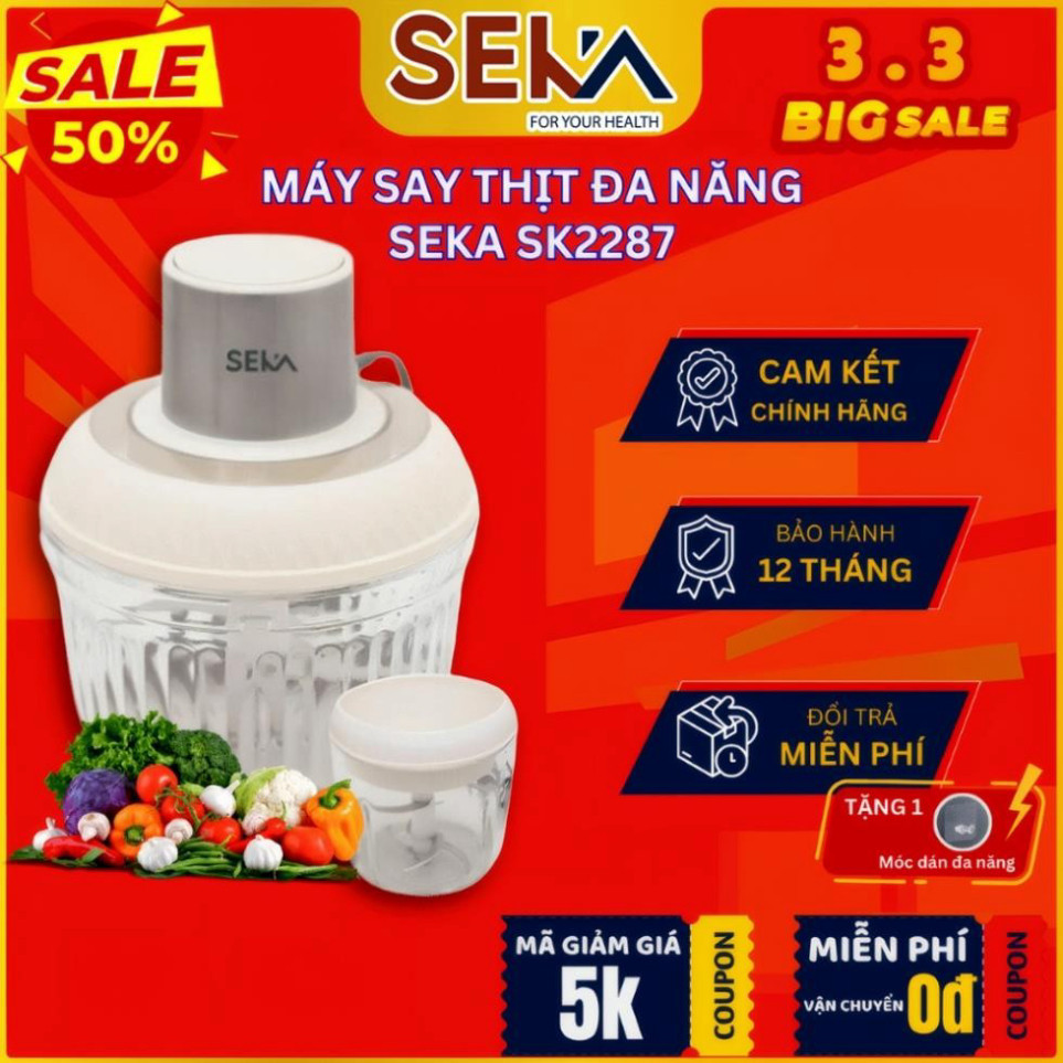 Máy Xay Thịt Đa Năng SEKA SK2287 - 2 Cối Thuỷ Tinh - 2 Chế Độ Xay - Công Suất Mạnh