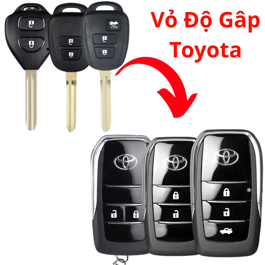Vỏ Độ Gập Chìa Khoá remote Xe Toyota Vios Yaris Hiace cho đời xe 2015-2025 V703
