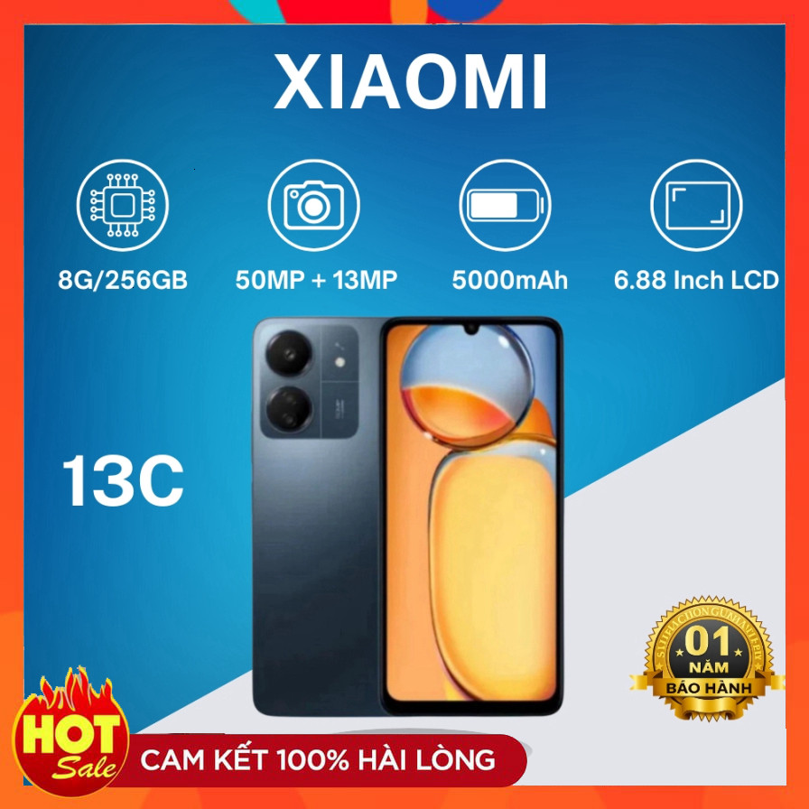 Điện Thoại Xiaomi Redmi 13C 8GB/256GB – Bảo Hành 12 Tháng | Màn 6.74" Rộng, Pin 5000mAh Trâu, Sạc Nh