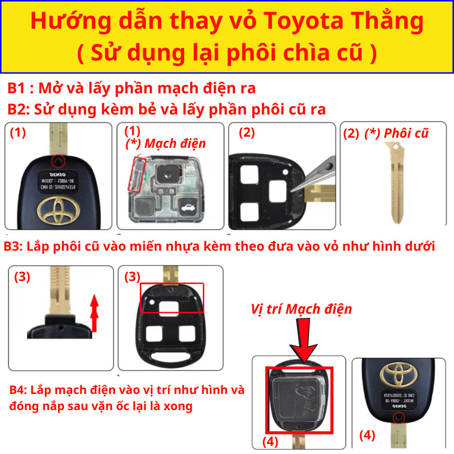 [Mới nhất 2025] Vỏ Chìa Khóa Độ Gập Toyota Land Cruiser Prado / Toyota Prado V705 – Giữ Mạch Nguyên 