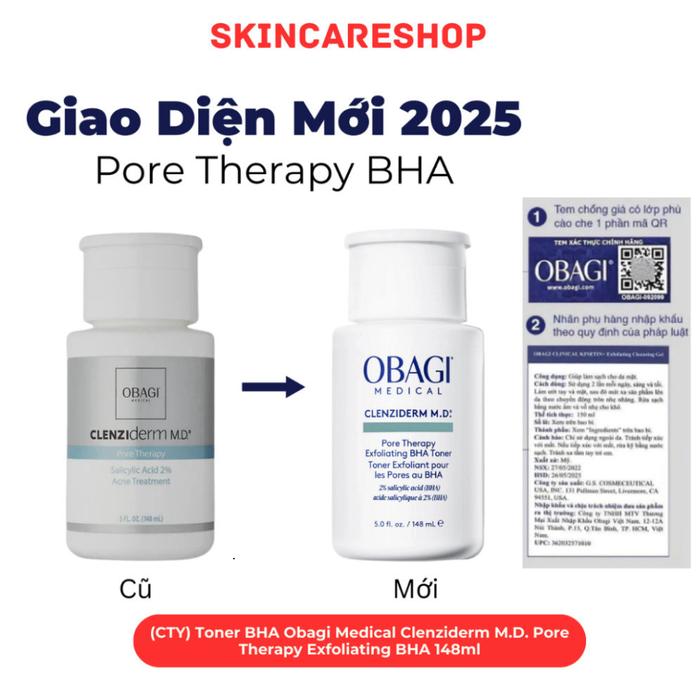 Toner BHA giảm mụn Obagi Medical Clenziderm M.D. Pore Therapy Exfoliating BHA 148ml SKINCARESHOP