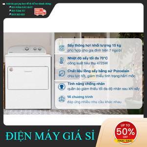 ib đặt hàng✔️_ Máy sấy thông hơi Whirlpool 15 kg 3LWED4815FW0  Điện Máy Kho Rẻ _siêu khuyến mãi