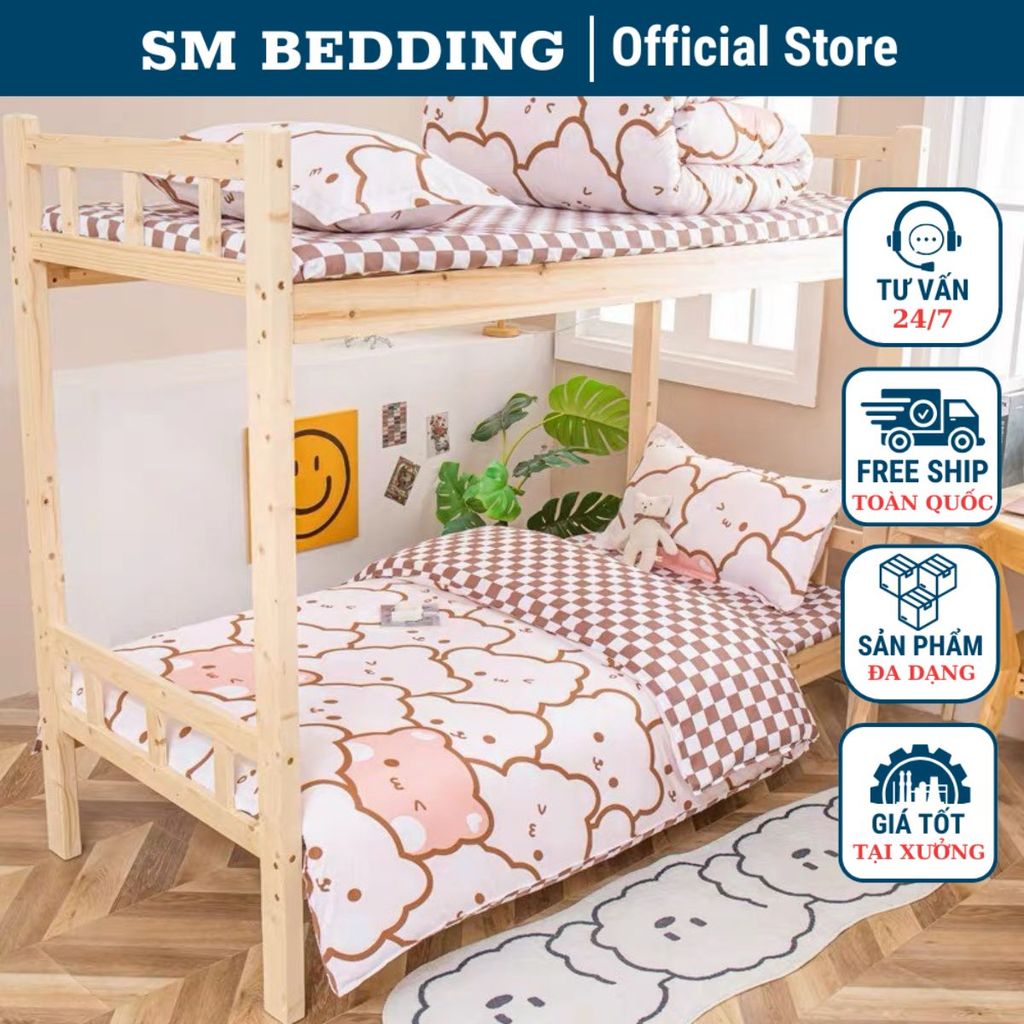 Ga trải giường kí túc xá,kèm 1 vỏ gối,giường đơn,giường tầng