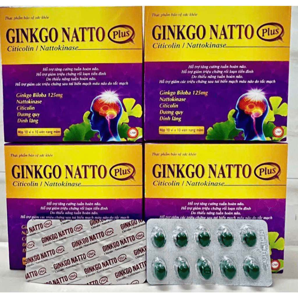 Ginkgo Natto Plus Cải thiện trí nhớ và chứng mất ngủ hoạt huyết dưỡng não, đau đầu chóng mặt, ngủ kh