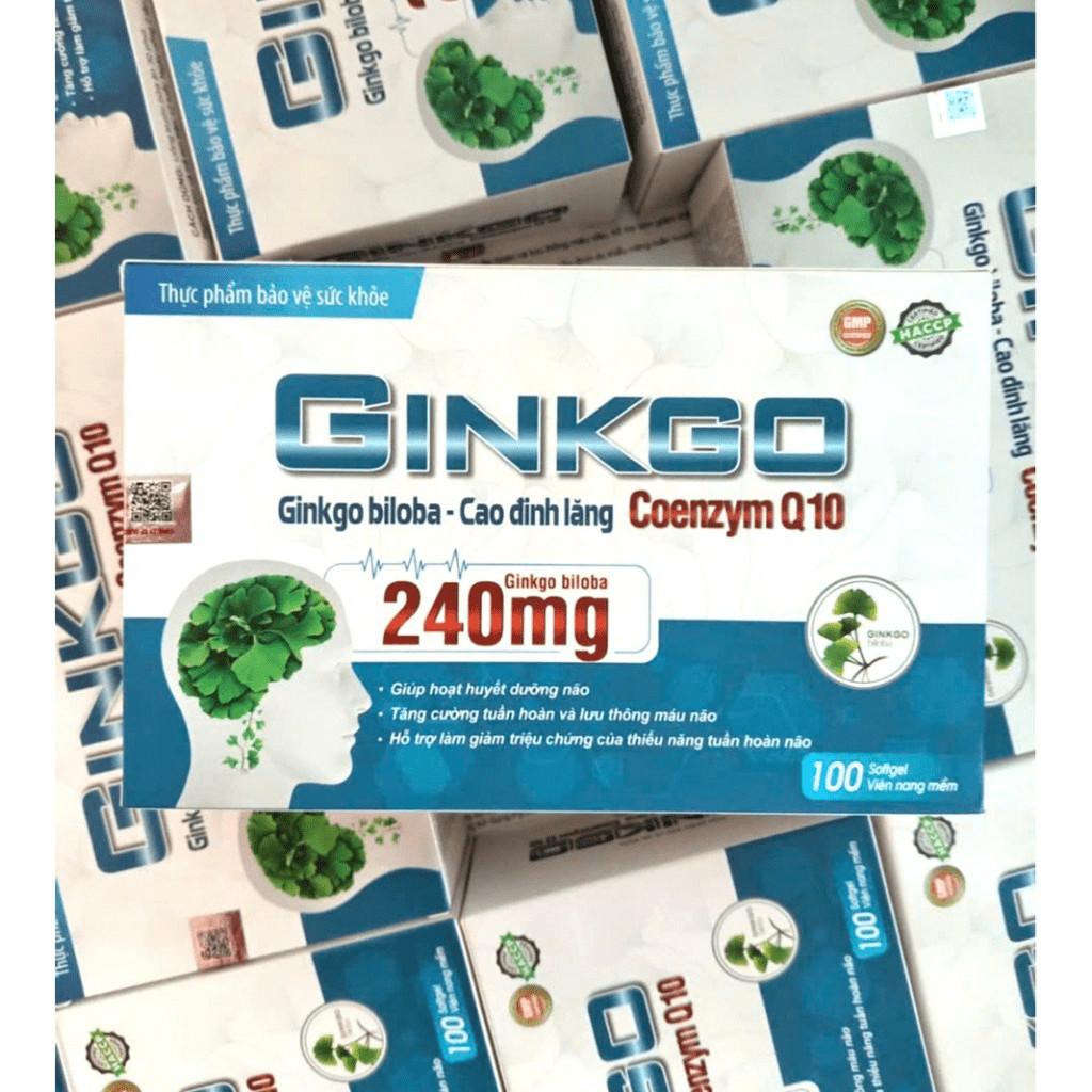 GINKGO BILOBA 240mg hoạt huyết dưỡng não đau đầu chóng mặt tăng cường lưu thông máu hoa mắt nui