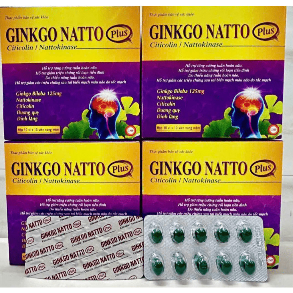 Ginkgo Natto Plus Cải thiện trí nhớ và chứng mất ngủ hoạt huyết dưỡng não, đau đầu chóng mặt, ngủ kh