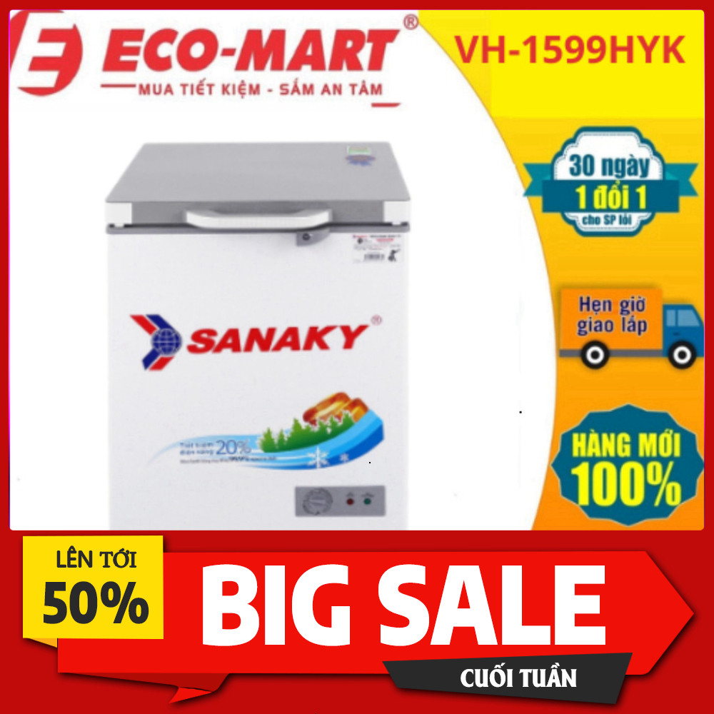 Sale lớn  Tủ Đông Sanaky 100 lít Xám VH-1599HYK Giao nhanh toàn quốc.