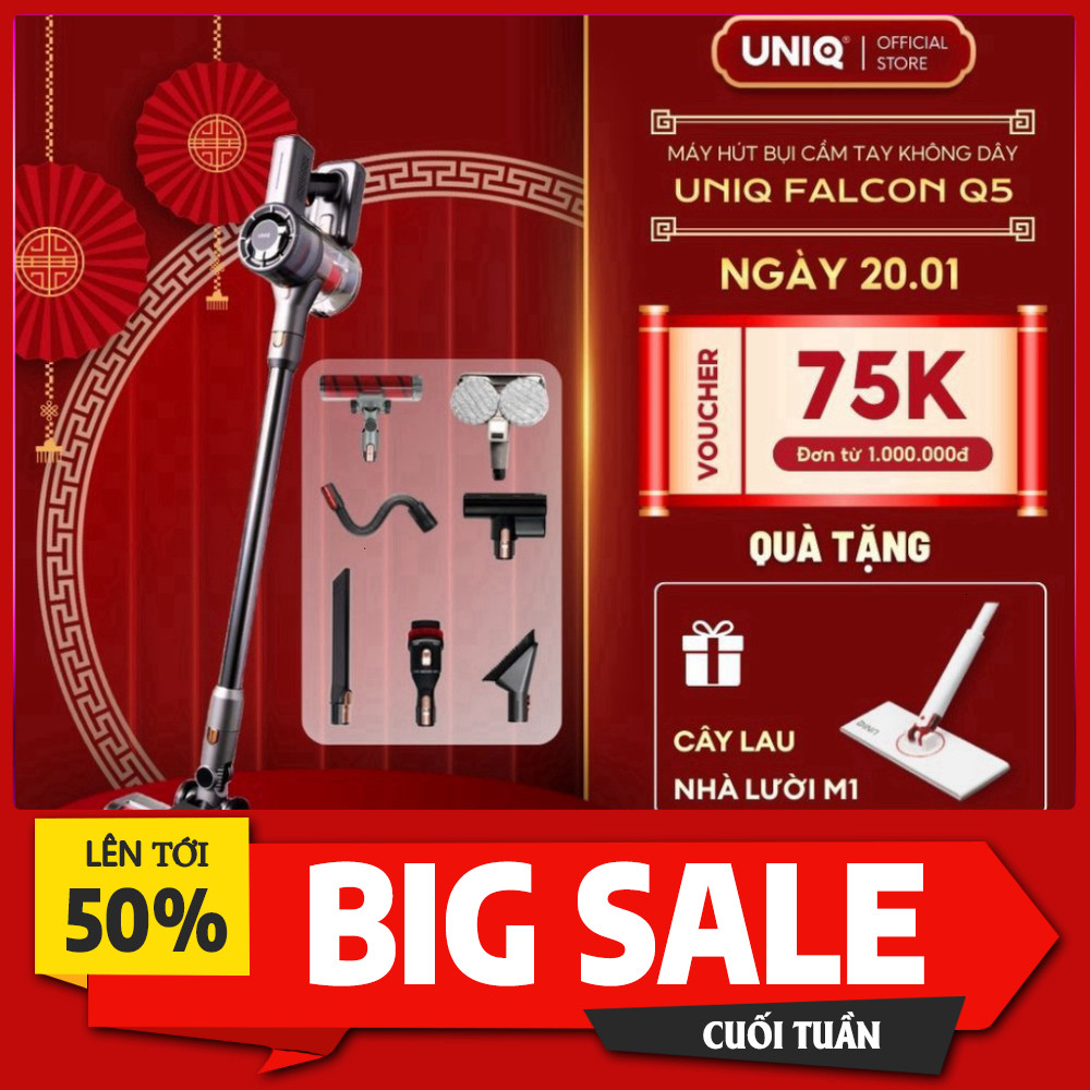 Sale lớn  Máy hút bụi cầm tay UNIQ Falcon Q5 đa năng, không dây hút bụi nhà, sofa, ô tô Giao nhanh t