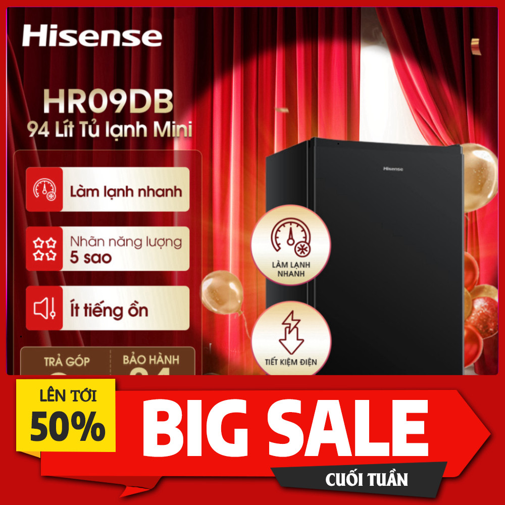 Sale lớn  Tủ Lạnh Mini Hisense 94L HR09DB - Giảm Điện, Trả Góp 0%, BH 24Th Giao nhanh toàn quốc.
