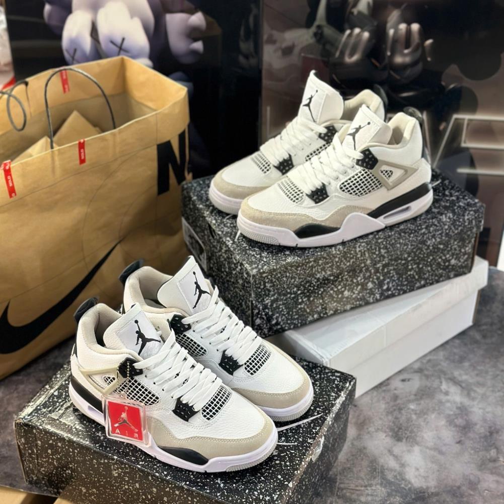 [ TẶNG HỘP BẢO VỆ ] Giày thể thao JD4 Retro Military Black, Giày thể thao JD4 Retro Trắng đen