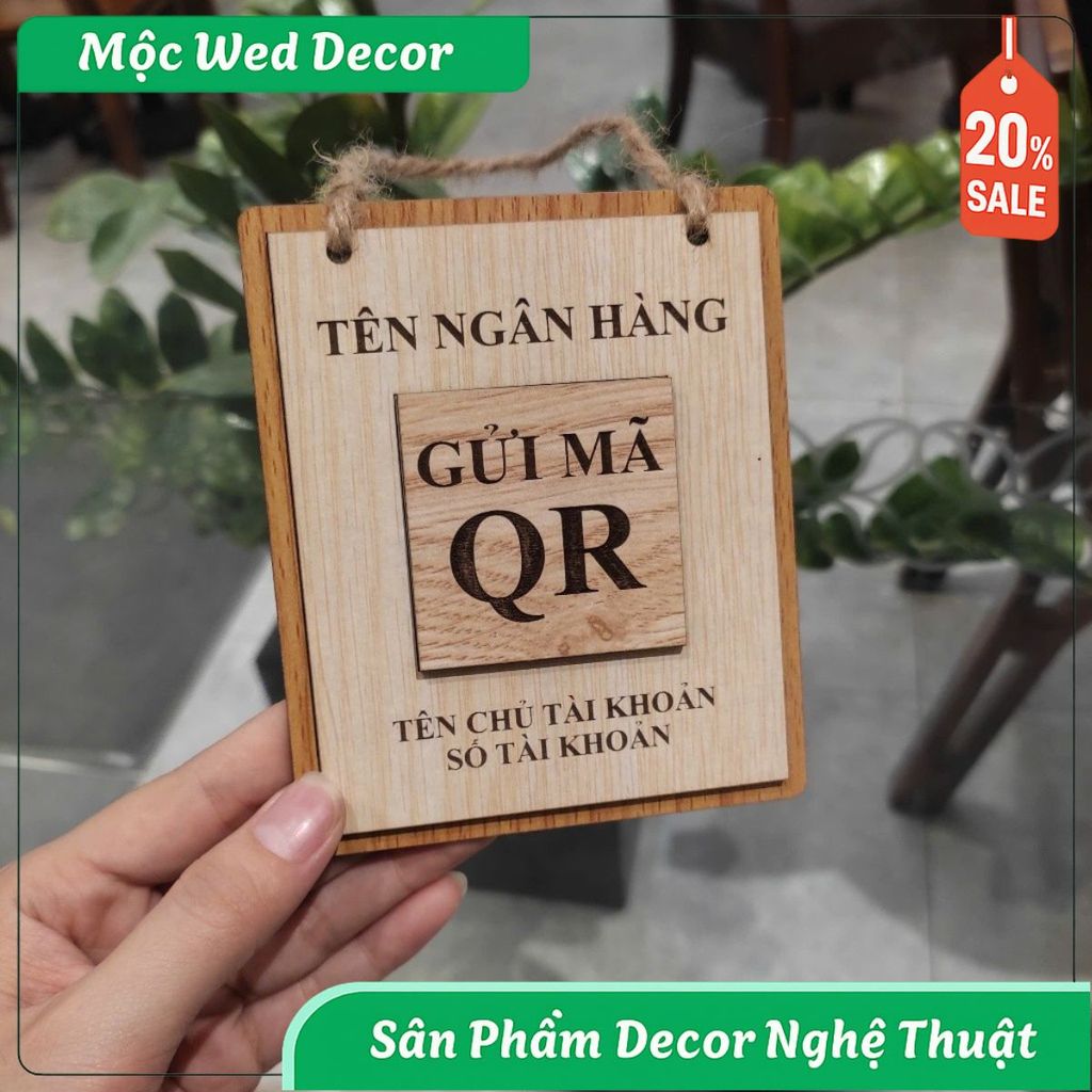 Bảng gỗ khắc mã QR Code thanh toán, bảng thanh toán treo đặt theo yêu cầu