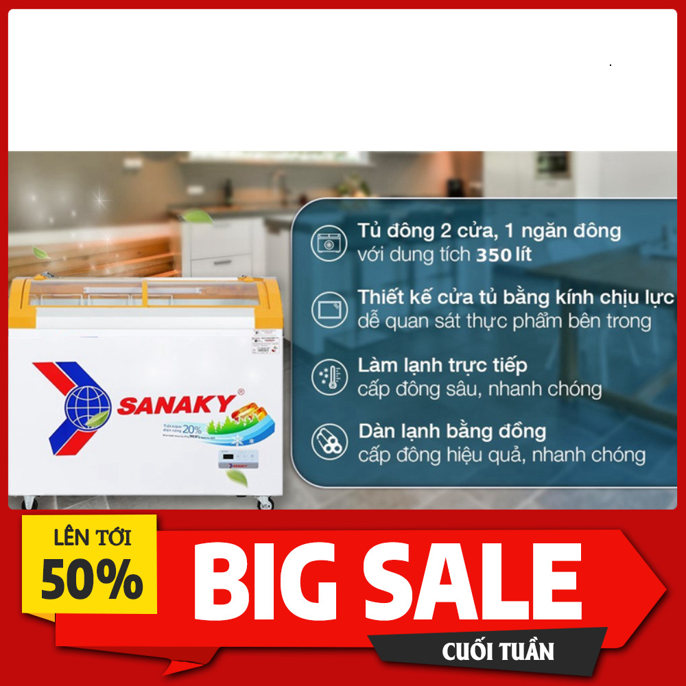 Sale lớn  Tủ đông Sanaky 350 lít màu vàng VH-4899KB Giao nhanh toàn quốc.