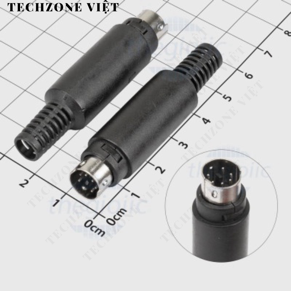 [3 Cái]- Đầu Mini DIN Đực 6 Chân Nối Dây TechZone Việt TechZone Việt