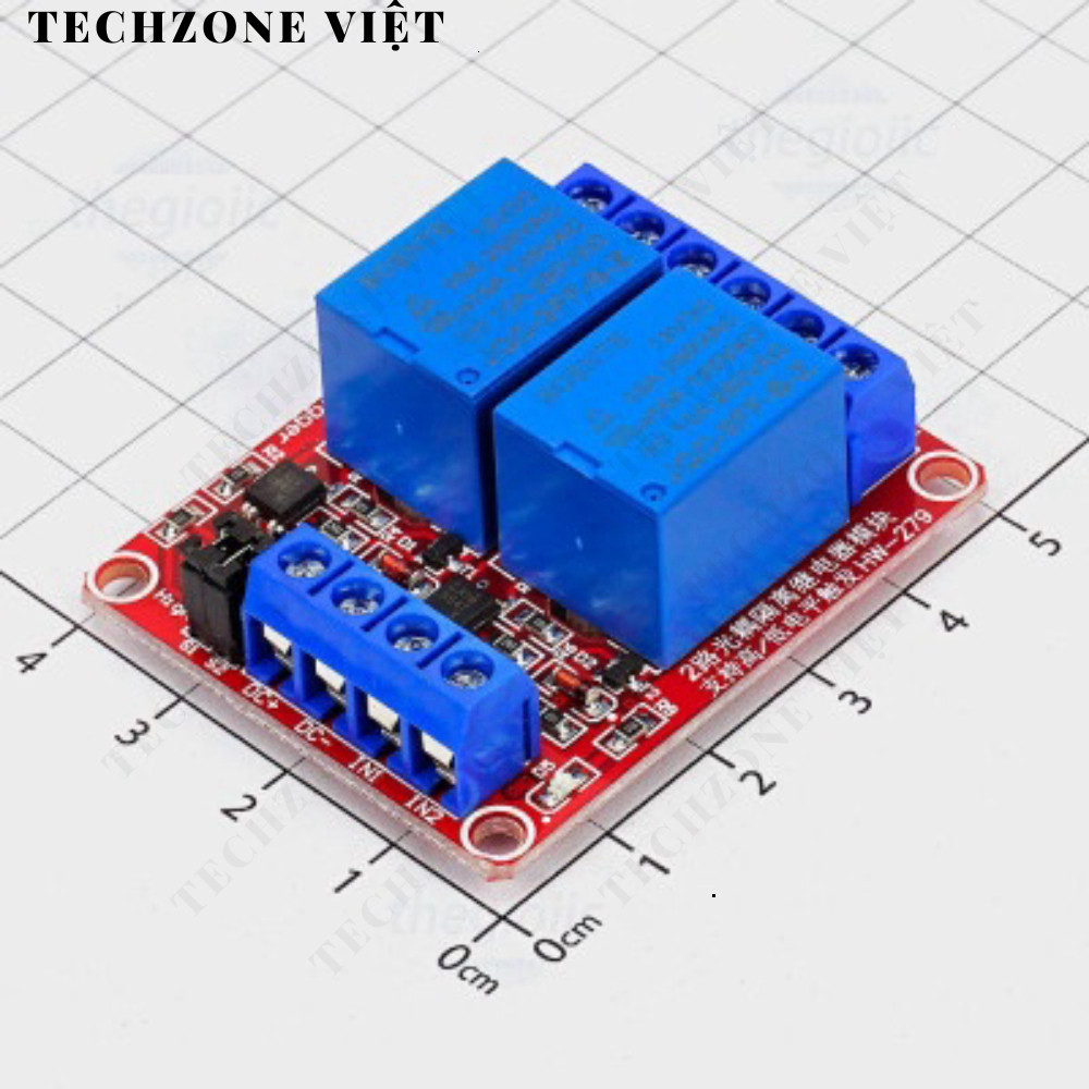 Module 2 Relay 12V Kích Mức Cao/Thấp TechZone Việt TechZone Việt