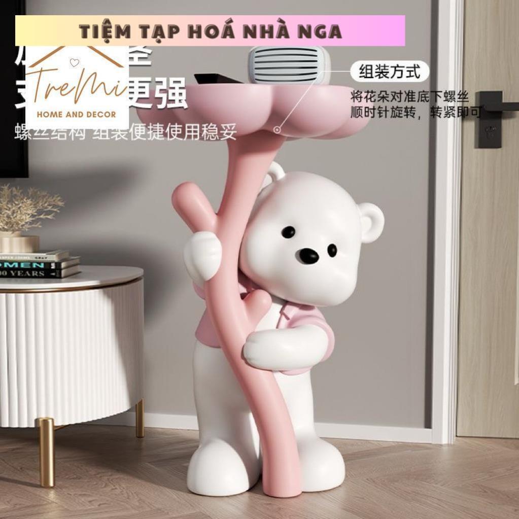 Bàn gấu ôm hoa decor phòng khách phòng ngủ