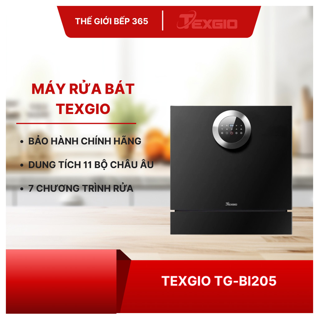 Máy Rửa Chén Bát Texgio TG-BI205 – Dung Tích 11 Bộ, 7 Chương Trình Rửa Tiện Lợi