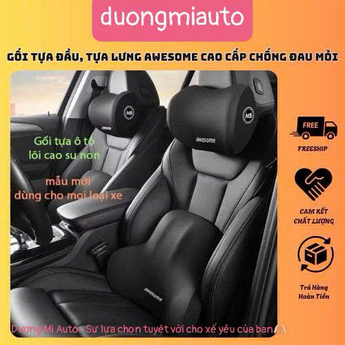 ( AWESOME) Gối Tựa Đầu Ô Tô Tựa Lưng Cao Cấp Chất Liệu Cao Su Non Chống Đau Mỏi Chống Thấm Mồ Hôi