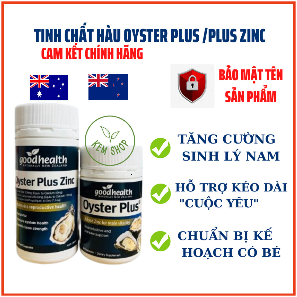 [Kemshop] [HÀNG CHÍNH HÃNG] Tinh chất hàu biển Oyster Plus ZinC Goodhealth 60 viên - viên hàu úc Oys