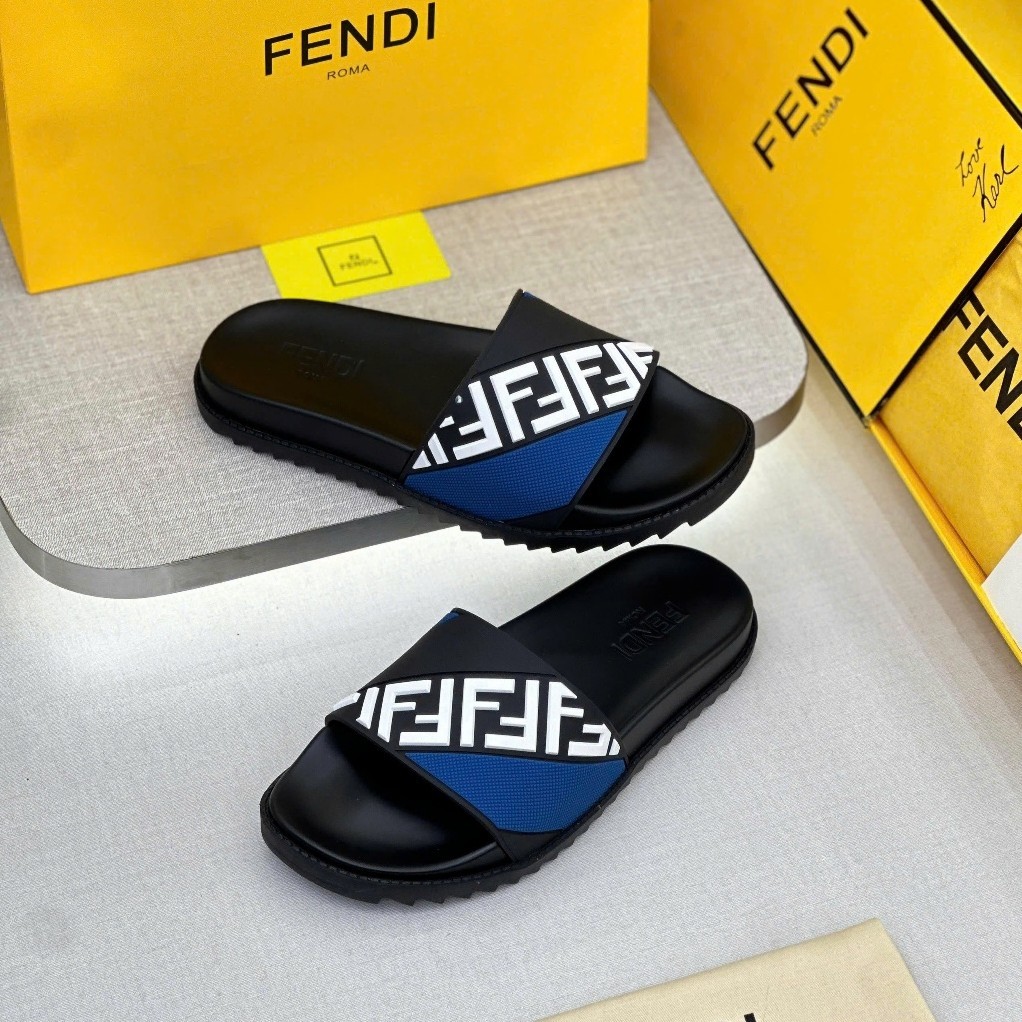 Dép Quai Ngang Fendi Logo Xanh Đen Cao Cấp