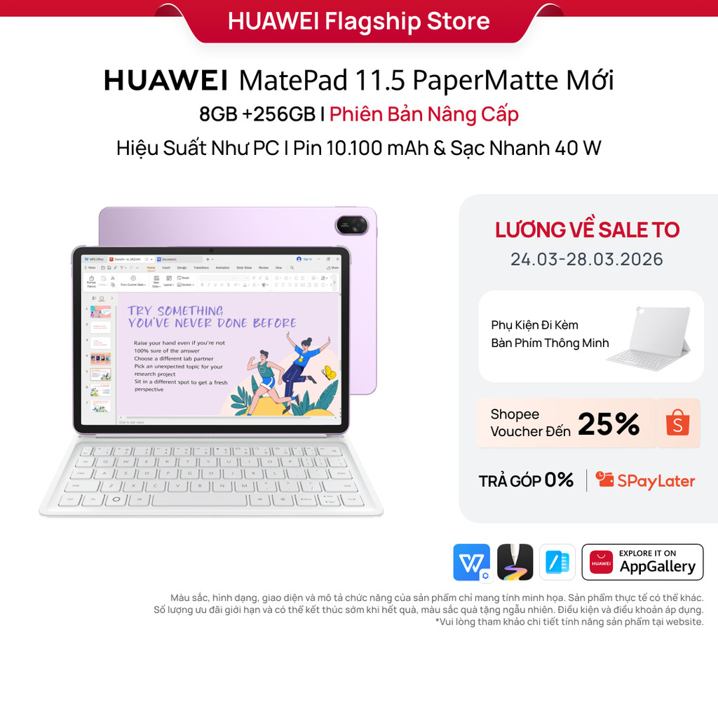 [LIVESTREAM] [NEW] Máy tính bảng HUAWEI MatePad 11.5 PaperMatte Mới 8+256GB | Hiệu Suất Như PC | Pin 10.100 mAh | Sạc Nh