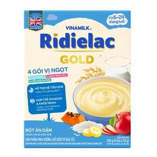 Bột Ăn Dặm Ridielac Gold 4 Vị Ngọt (4 Gói × 50g) – Dễ Tiêu Hóa, Bổ Sung Dinh Dưỡng Cân Bằng Cho Bé