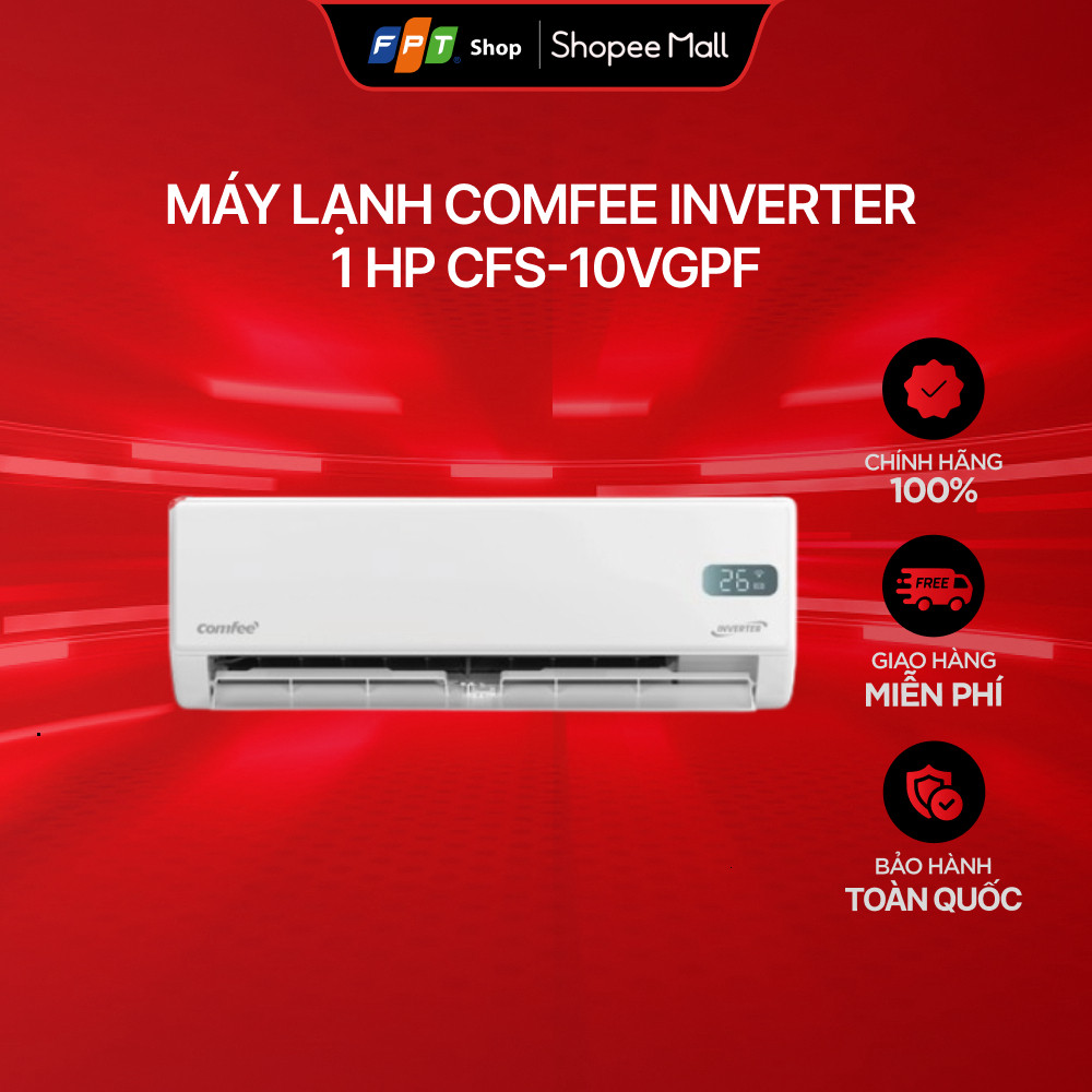 [Chỉ GH tận nơi] Máy Lạnh Comfee Inverter 1 HP CFS-10VGPF, tiết kiệm điện, tự động làm sạch