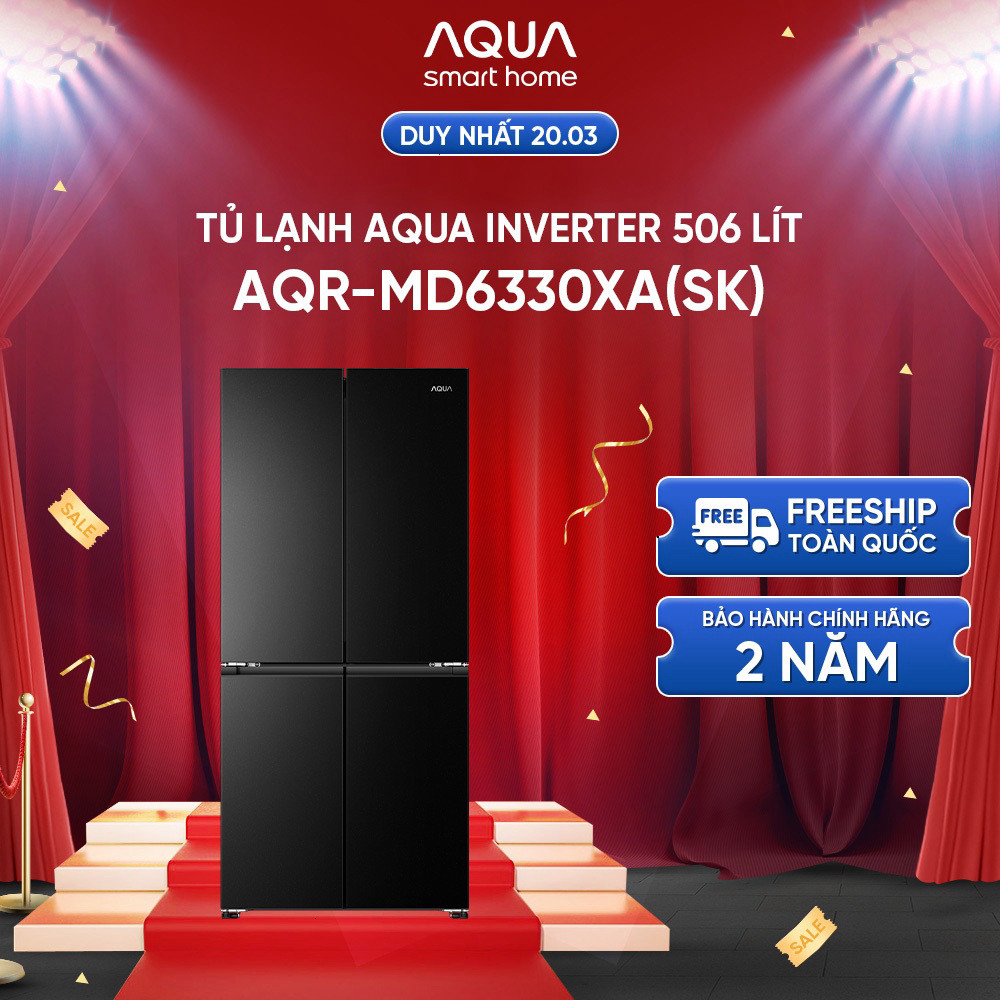 [SẴN HÀNG - SẢN PHẨM MỚI] Tủ lạnh Aqua Inverter 506 lít Multi Door AQR-MD6330XA(SK) - Bảo hành 2 năm - Freeship
