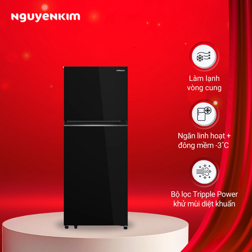 Tủ lạnh 2 cánh Hitachi Inverter Grand Carbon 374 lít ngăn đông trên HRTN6408SGBKVN