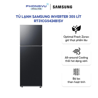 Tủ lạnh Samsung Inverter 305 lít RT31CG5424B1SV - Ngăn đá trên, Tiết kiệm điện, Phù hợp 3-4 người - Bảo hành 24 tháng