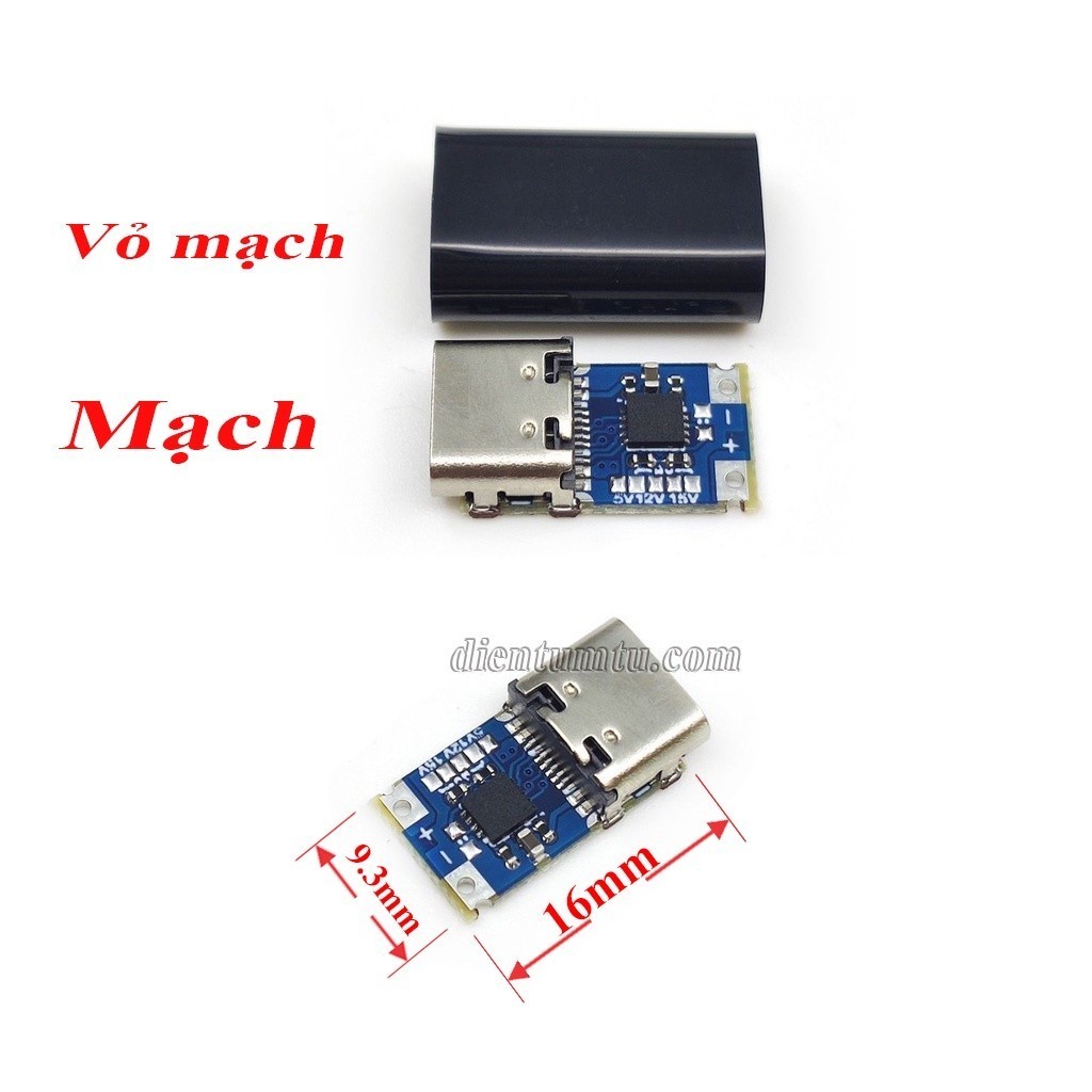 110 Module - Mạch Trigger Type-C - Mạch Mồi Kích Hoạt Sạc Nhanh QC2.0 PD2.0 Lấy Nguồn DC 9V 12V 15V 