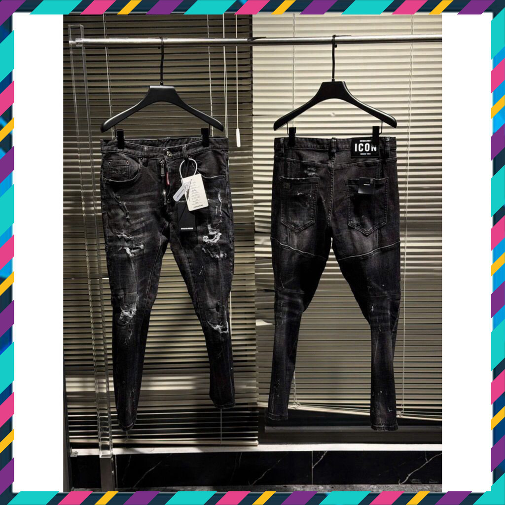 { ÔNG CHÚ AMIRI } Quần Jean Nam DSQ Xám Biker Mát Mẻ Cỡ Biker