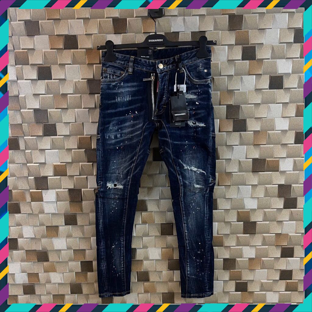 { ÔNG CHÚ AMIRI } Quần Jean Nam Đá Xanh Fom Biker DSQ 100% Quảng Châu