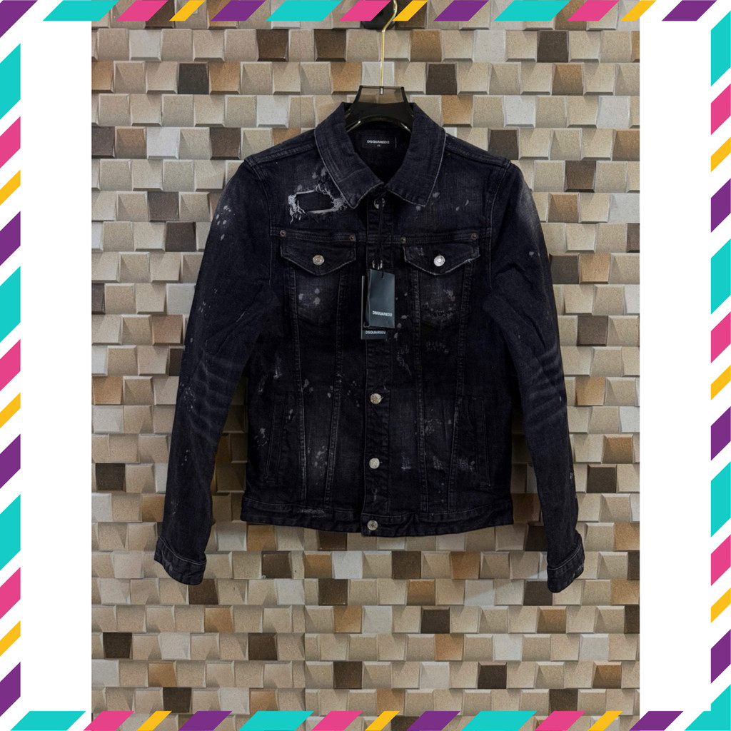 { ÔNG CHÚ AMIRI } Áo Jeans Nam Xám Đen DSQ Quảng Châu Cỡ Xanh